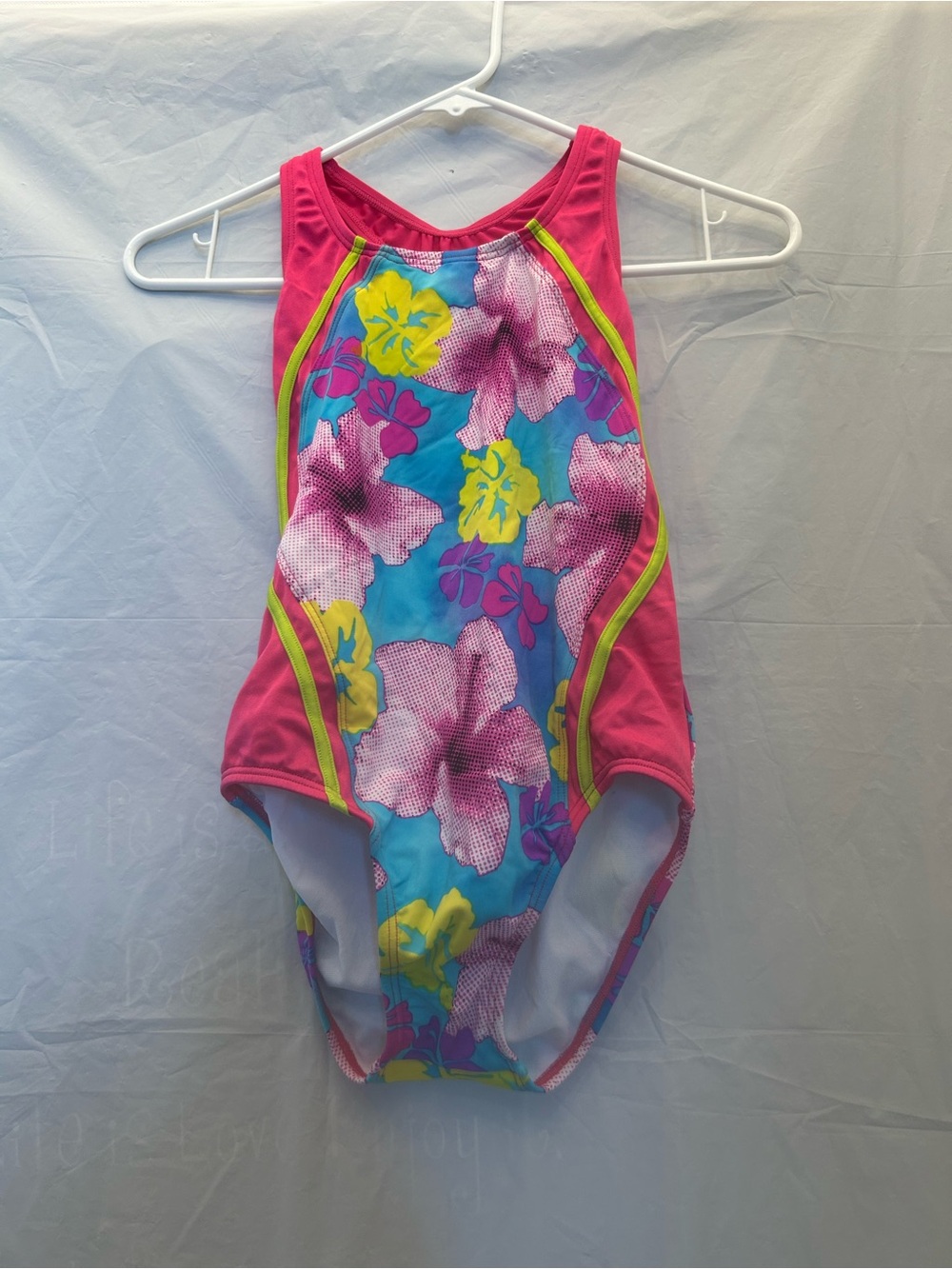 Speedo Girls' Pink/Blue/Yellow Floral One-Piece Swimsuit Sz 14 NWWT